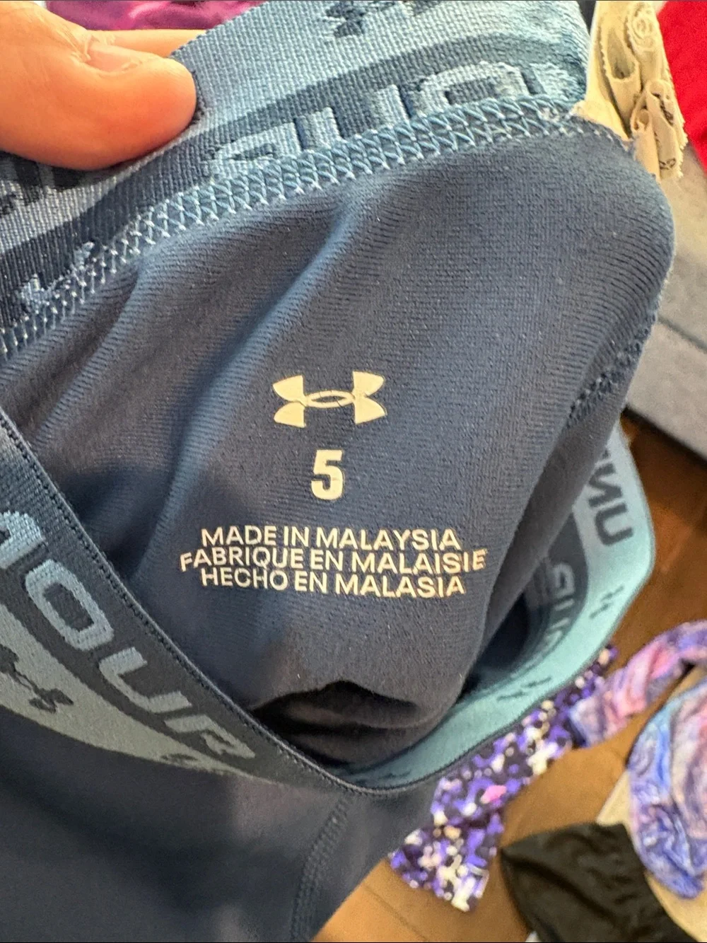 Under Armour Navy and Light Blue Girls' Athletic Compression Leggings